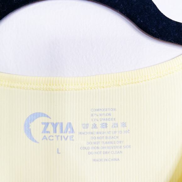 Zyia Active Ribbed Parallel Tank Top Yellow Large L Crew Neck Workout Stretch - Picture 8 of 9
